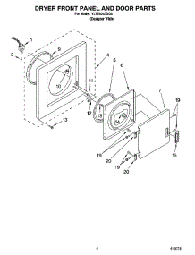 02 - Dryer Front Panel And Door Parts parts for Whirlpool Washer Dryer Combo YLTE5243DQ5 from AppliancePartsPros.com