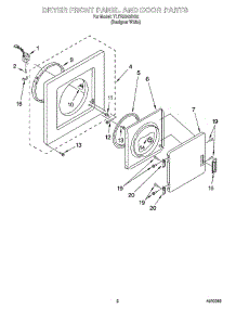 02 - Dryer Front Panel And Door Parts parts for Whirlpool Washer Dryer Combo YLTE5243DQ2 from AppliancePartsPros.com