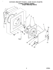 02 - Dryer Front Panel And Door parts for Whirlpool Washer Dryer Combo LTG5243DZ0 from AppliancePartsPros.com
