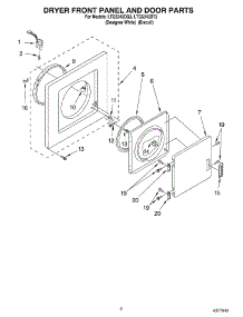 02 - Dryer Front Panel And Door parts for Whirlpool Washer Dryer Combo LTG5243DT3 from AppliancePartsPros.com