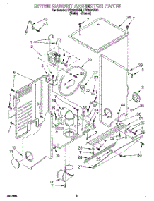 03 - Dryer Cabinet And Motor parts for Whirlpool Washer Dryer Combo LTG5243BN1 from AppliancePartsPros.com