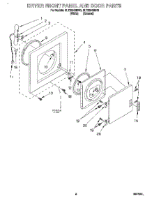 02 - Dryer Front Panel And Door parts for Whirlpool Washer Dryer Combo 3LTE5243BW0 from AppliancePartsPros.com