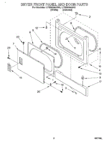 02 - Dryer Front Panel And Door parts for Whirlpool Washer Dryer Combo LTE6234AN0 from AppliancePartsPros.com