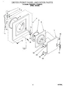 02 - Dryer Front Panel And Door parts for Whirlpool Washer Dryer Combo LTE5243BW1 from AppliancePartsPros.com