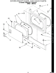 02 - Dryer Front Panel And Door parts for Whirlpool Washer Dryer Combo LTG6234AN3 from AppliancePartsPros.com