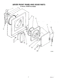 03 - Dryer Front Panel And Door parts for Whirlpool Washer Dryer Combo JV020000 from AppliancePartsPros.com