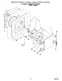 02 - Dryer Front Panel And Door parts for Whirlpool Washer Dryer Combo LTE5243BN2 from AppliancePartsPros.com