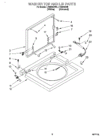 06 - Washer Top And Lid parts for Whirlpool Washer Dryer Combo LTE5243BN0 from AppliancePartsPros.com