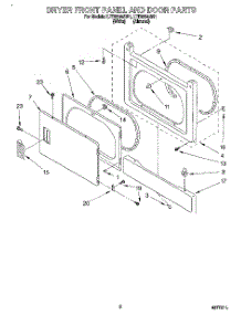 02 - Dryer Front Panel And Door parts for Whirlpool Washer Dryer Combo LTE6234AW1 from AppliancePartsPros.com