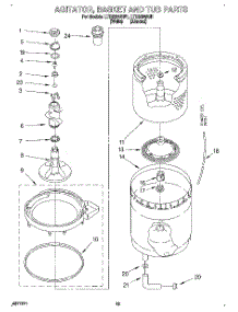 10 - Agitator, Basket And Tub parts for Whirlpool Washer Dryer Combo LTE6234AW1 from AppliancePartsPros.com
