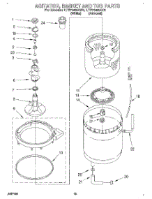 10 - Agitator, Basket And Tub parts for Whirlpool Washer Dryer Combo LTE7245AN0 from AppliancePartsPros.com
