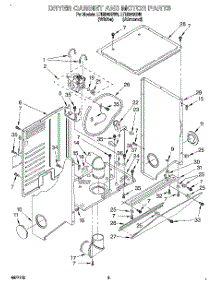 03 - Dryer Cabinet And Motor parts for Whirlpool Washer Dryer Combo LTE5243BW0 from AppliancePartsPros.com