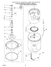 10 - Agitator, Basket, And Tub parts for Whirlpool Washer Dryer Combo LTE6234DQ2 from AppliancePartsPros.com