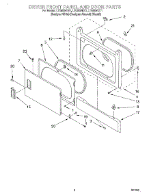 02 - Dryer Front Panel And Door parts for Whirlpool Washer Dryer Combo LTG6234DZ1 from AppliancePartsPros.com