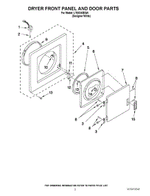 02 - Dryer Front Panel And Door Parts parts for Whirlpool Washer Dryer Combo LTE5243DQA from AppliancePartsPros.com