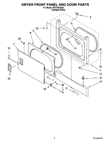 02 - Dryer Front Panel And Door Parts parts for Whirlpool Washer Dryer Combo WET3300SQ0 from AppliancePartsPros.com