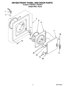 02 - Dryer Front Panel And Door Parts parts for Whirlpool Washer Dryer Combo LTG5243DT7 from AppliancePartsPros.com