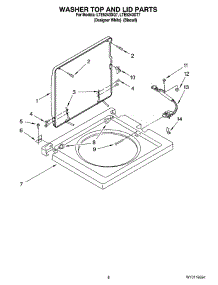 06 - Washer Top And Lid Parts parts for Whirlpool Washer Dryer Combo LTE5243DQ7 from AppliancePartsPros.com