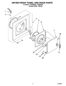 02 - Dryer Front Panel And Door Parts parts for Whirlpool Washer Dryer Combo LTG5243DT5 from AppliancePartsPros.com