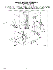 16 - 3402856 Burner Assembly, Optional Parts (Not Included) parts for Whirlpool Washer Dryer Combo LTG5243DT5 from AppliancePartsPros.com