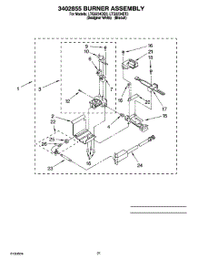 15 - 3402855 Burner Assembly, Optional Parts (Not Included) parts for Whirlpool Washer Dryer Combo LTG6234DQ3 from AppliancePartsPros.com