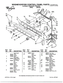Washer / Dryer Control Panel parts for Whirlpool Washer Dryer Combo LTE6243AW2 from AppliancePartsPros.com