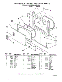 Dryer Front Panel And Door parts for Whirlpool Washer Dryer Combo LTE6243AW2 from AppliancePartsPros.com