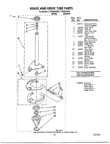 Brake And Drive Tube parts for Whirlpool Washer Dryer Combo LTE6243AW2 from AppliancePartsPros.com
