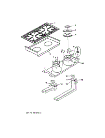 03 - Burner Assembly parts for Ge Cooktop ZGU36N4RD2SS from AppliancePartsPros.com