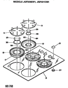 Cooktop parts for Ge Cooktop JGP331EM1 from AppliancePartsPros.com