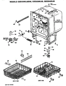 Tub / Racks parts for Ge Dishwasher GSD2200L03 from AppliancePartsPros.com