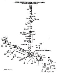 Motor / Pump parts for Ge Dishwasher ZBD3000T48BW from AppliancePartsPros.com