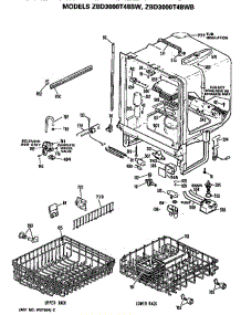 Tub / Racks parts for Ge Dishwasher ZBD3000T48WB from AppliancePartsPros.com