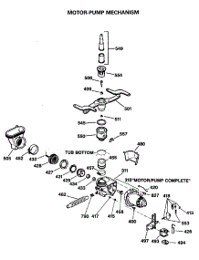03 - Motor-Pump Mechanism parts for Ge Dishwasher GSD1420T55BB from AppliancePartsPros.com