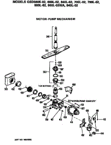 Motor / Pump parts for Ge Dishwasher GSD640L-02WB from AppliancePartsPros.com