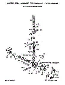 Motor / Pump parts for Ge Dishwasher ZBD3100R48BW from AppliancePartsPros.com