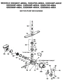Motor-Pump Mechanism parts for Ge Dishwasher GSD400T-48WA from AppliancePartsPros.com