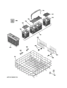 04 - Lower Rack Assembly parts for Ge Dishwasher PDWT502V00II from AppliancePartsPros.com