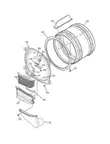 Front Bulkhead, Air Duct & Cylinder parts for Ge Dryer DDSS475GA1WW from AppliancePartsPros.com