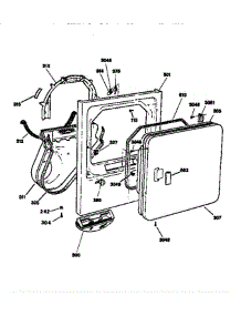 Front Panel And Door parts for Ge Dryer DWXQ473T0WW from AppliancePartsPros.com