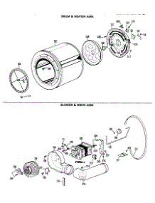 04 - Drum & Heater Asm. parts for Ge Dryer DDE7200RAL from AppliancePartsPros.com