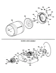 04 - Blower & Drive Assembly parts for Ge Dryer DDC5400SBLAD from AppliancePartsPros.com