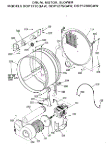 03 - Drum, Motor, Blower parts for Ge Dryer DDP1275GAW from AppliancePartsPros.com