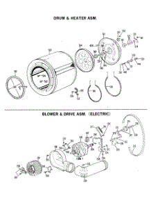 03 - Drum & Heater Asm. parts for Ge Dryer DDE5213VHL from AppliancePartsPros.com