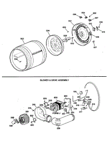 04 - Blower & Drive Assembly parts for Ge Dryer DRB4200SBLWW from AppliancePartsPros.com