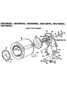Drum And Duct Assembly parts for Ge Dryer DDG5380BCL from AppliancePartsPros.com