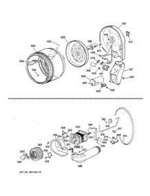 04 - Drum, Duct, Blower & Drive Asm. parts for Ge Dryer DVLR223GT1WW from AppliancePartsPros.com