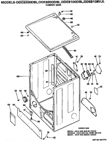 Cabinet parts for Ge Dryer DDE9200DBL from AppliancePartsPros.com