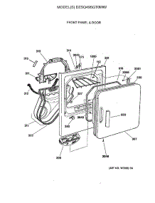 02 - Front Panel & Door parts for Ge Dryer DZSQ495GT0WW from AppliancePartsPros.com