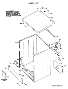 02 - Cabinet & Top parts for Ge Dryer DDE5100MBL from AppliancePartsPros.com